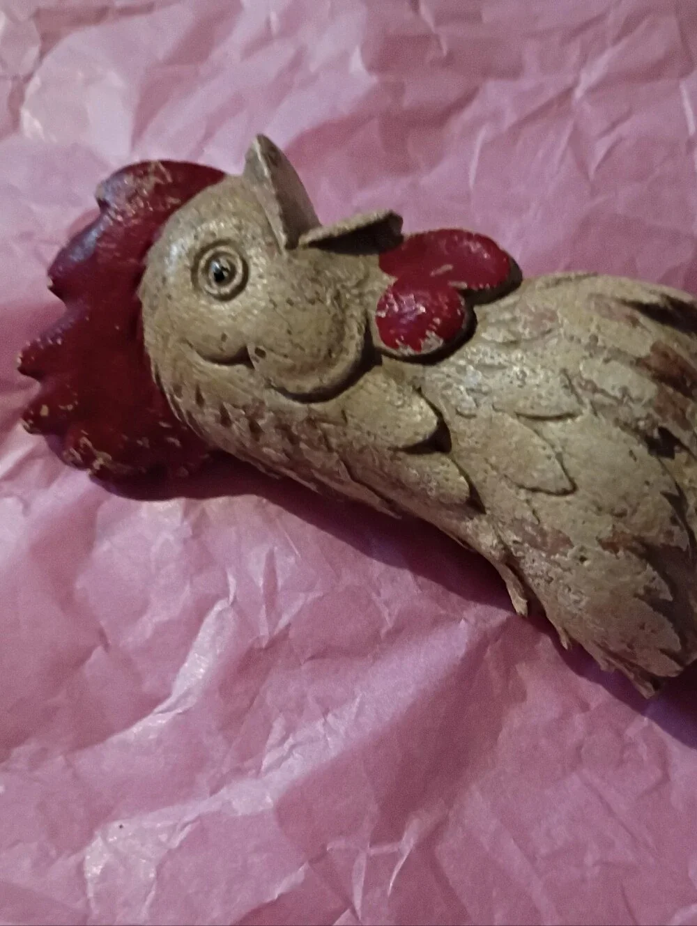 Vintage Rooster Bottle Opener Wooden Chicken Cream and Red
